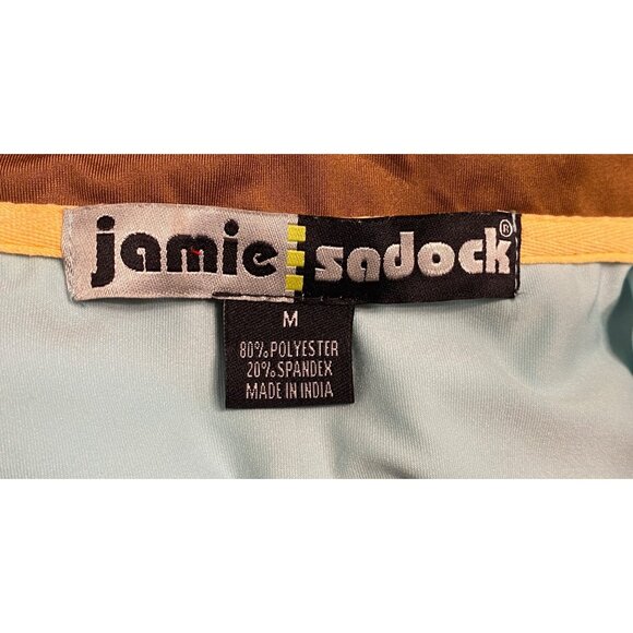 Jamie Sadock Women's Medium 1/4 Zip Cap Sleeve Golf Top Brown Light Blue-Green - Picture 7 of 7